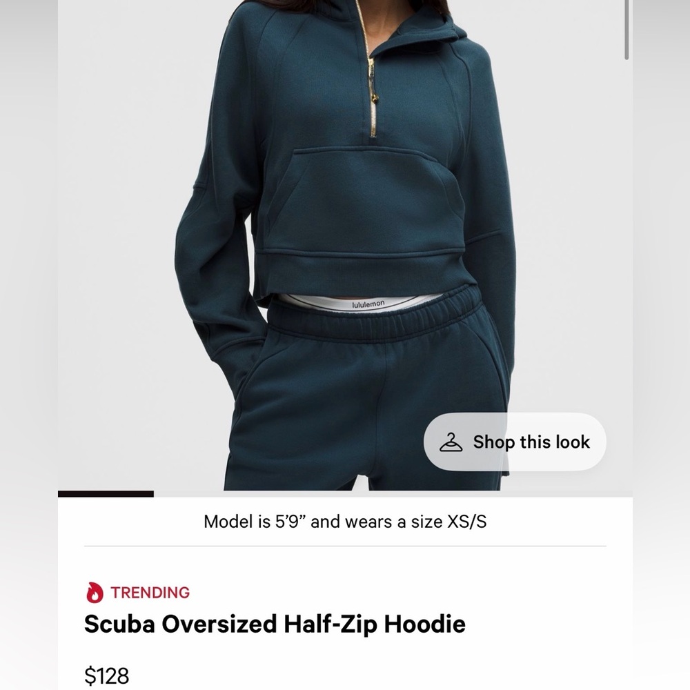 BRAND NEW lululemon oversized Scuba Rainforest halfzip Hoodie & gold zipper